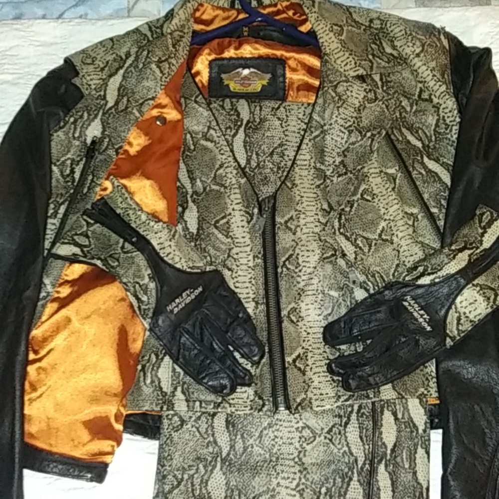 Genuine Harley Davidson Womens 4 piece Snake Skin Set